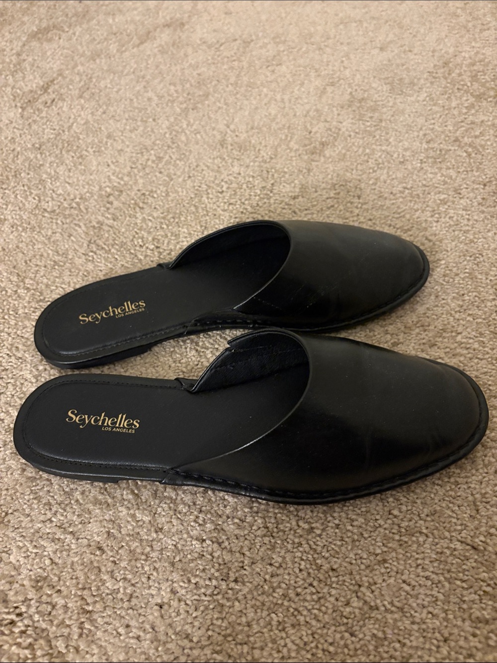 Seychelles Black Leather Mules